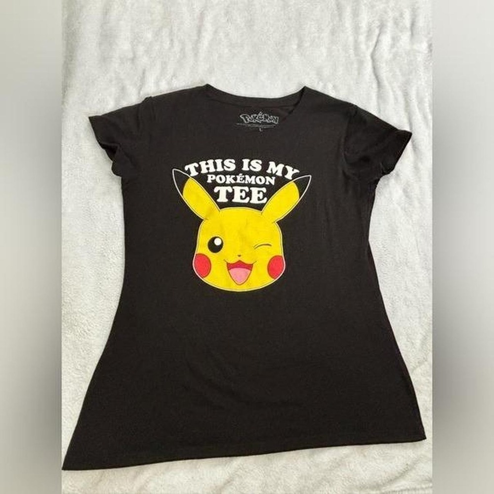 Pokemon Pikachu Graphic Tee Black Short Sleeve T-Shirt Women's Size L